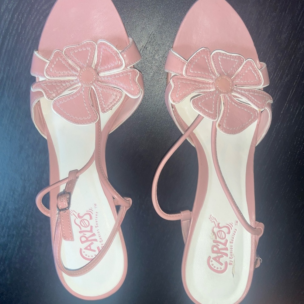 Carlos X Carlos Santana Pink Flower Wedge Sandal